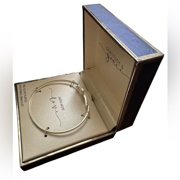 Gratitude & Grace "Faith Hope Love" Sideways Cross Bangle - Picture 3 of 6